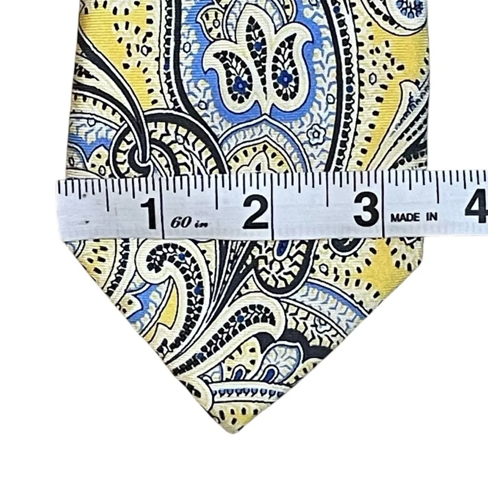 Chaps Yellow Blue & Black Paisley Silk Classic Preppy Business Tie